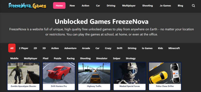 Freezenova Unblocked: Play Free Games at School or Workplace