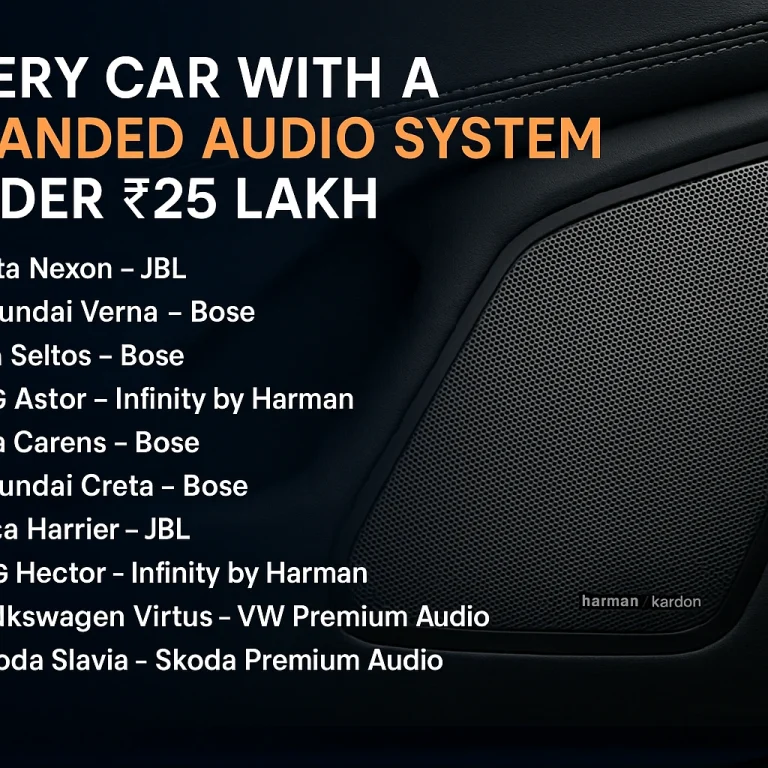 Every Car with a Branded: Audio System Under ₹25 Lakh in India